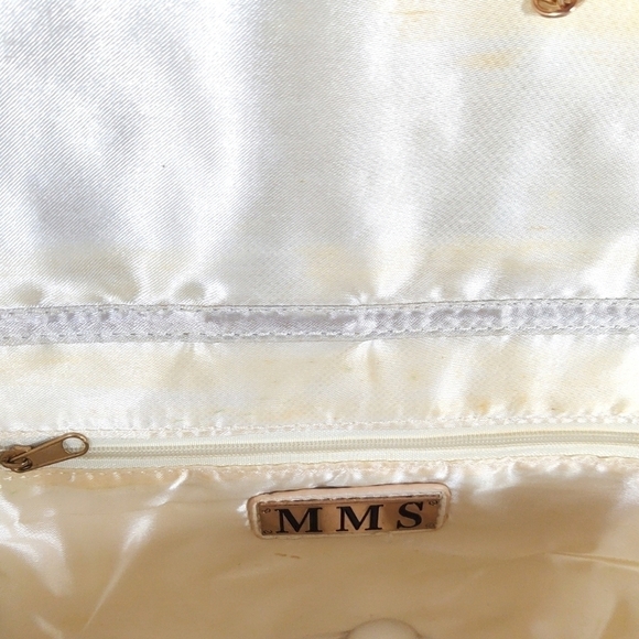 White Envelope Clutch with Gold Stud Accents – Glam Party Purse - Picture 3 of 5